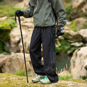 Pantaloni da Uomo per Attività all'Aperto, Antivento e Impermeabili, con Zip, Gamba Dritta, Vestibilità Comoda, Tasche Multiple, Tinta Unita, Stile Sportivo Cargo - Product Image 5