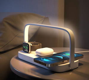 Superventas lámpara de escritorio LED de 15W estación de carga inalámbrica función múltiple conectividad USB teléfono inteligente Iwatch <span class=keywords><strong>para</strong></span> Airpod Chargi - Product Image 6