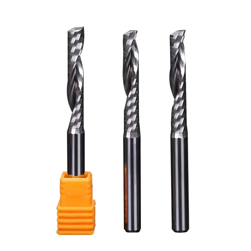 Jinchuan Router Spiral Bit Suling Tunggal CNC, Peralatan CNC Tungsten Baja dengan Lapisan Warna Bit Router