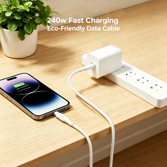 Hot Sales Customized USB C to Type C 240W Fast Charging Eco-Friendly Zinc Alloy Braiding Molding Data Cable for Camera
