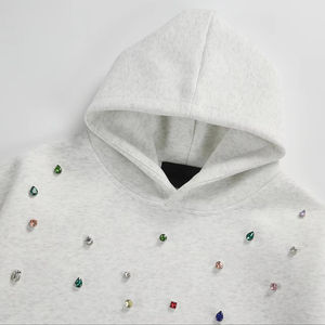 Sudadera Extra Grande con Capucha, Tejido de Felpa Francesa Transpirable, Diseño 3D con Cuentas de Burbuja, Estampado Personalizado con Pedrería, Ropa Urbana de Poliéster/Algodón - Product Image 3