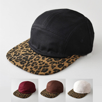 Algodón 5 paneles Color bloqueo leopardo ala plana camionero sombrero moda calle estilo Hip Hop Snapback gorra de béisbol para hombres mujeres