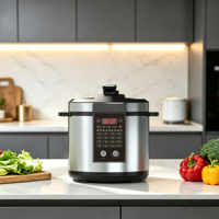 Cuisinière électrique à pression en acier inoxydable, 3 réglages de pression, multicuiseur pour viande, légumineuses, soupe