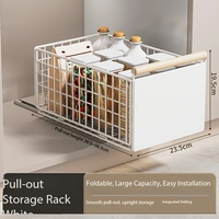Étagère de rangement coulissante à 2 niveaux pour armoire sous évier, organisateur d'épices et d'ustensiles de cuisine, support en maille pour vaisselle