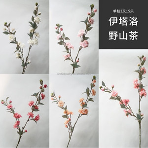 Fleur artificielle réaliste à tige unique, 15 têtes, Camélia Rose Pink Victory, Lys de jade, Racine de mandragore, Fleur de thé de montagne, 90 cm, Noël - Product Image 6