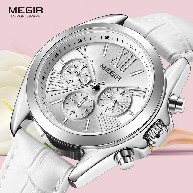Megir 2114 Luxury Red Color Leather Band Material Water Resistant Factory Watch Women's Female Quartz Wristwatch Women Relogio