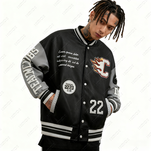 Chaquetas Universitarias Personalizadas Unisex, Cortavientos, Cálidas para Invierno, Estilo Bomber de Béisbol, 100% Algodón, Logotipo Bordado en Chenilla en la Parte Delantera - Product Image 1