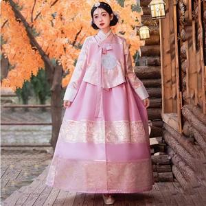 ชุดฮันบกแบบดั้งเดิมสำหรับผู้หญิงชาวเกาหลีเชื้อสายยันจี  ผ้าโพลีเอสเตอร์  ลายปักนูน  แขนยาว  สำหรับฤดูหนาว  สไตล์พระราชวัง  เหมาะสำหรับการเดินทางในยานเปียน - Product Image 5