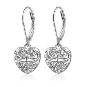 E3322 Orecchini pendenti a forma di cuore in oro bianco per donna, regalo romantico, gioielli di moda - Product Image 1