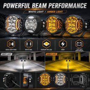 ไฟสปอตไลท์ LED เมชา5นิ้ว58W <span class=keywords><strong>12V</strong></span>-24V <span class=keywords><strong>OSRAM</strong></span> P8เปล่งแสงด้านข้างพร้อม DRL สำหรับรถออฟโรด SUV - Product Image 5