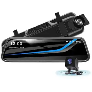 Carro DVR 9,66 polegadas FHD 1080p DUAL lente touch screen visão noturna ao vivo espelho do carro câmera gravador de visão traseira