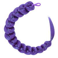 Queue de cheval à tresser avec pinces, cheveux à tresser violets faciles à poser pour cosplay avec décorations