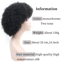 Perruque Courte Afro Frisée Crépue de 14 Pouces pour Femmes Noires, Synthétique Haute Densité, Résistante à la Chaleur, Sans Colle, Faite à la Machine, Vente en Gros, 130g