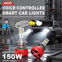 Phare LED Xenplus Ai02 pour voiture, contrôle via application téléphonique et Bluetooth, 3000K-6500K, H1 H4 H7 H11, 150W 56000LM, ampoule de phare LED pour voiture