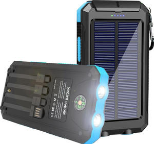 Batterie <span class=keywords><strong>solaire</strong></span> tout-en-un 20000mAh avec 4 câbles intégrés, crochet, boussole, lampe torche LED pour les voyages, le camping, la <span class=keywords><strong>survie</strong></span>, chargeurs solaires - Product Image 2
