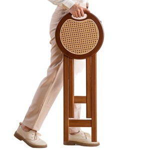 Folding Round Bar <b>Stool</b> <b>Bamboo</b> Wood Minimalist Design Durable Outdoor Indoor Use 30.5cm Diameter - Product Image 5