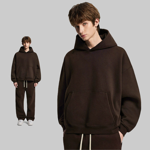 <span class=keywords><strong>Felpa</strong></span> con <span class=keywords><strong>Cappuccio</strong></span> Boxy Cropped da Uomo 360GSM, Foderata in Pile, Oversize con Spalle Cadenti, Tasca a Canguro, Stile Streetwear Americano - Product Image 3