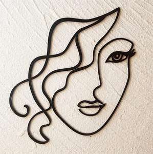 Línea Simple acrílico Topper arte bohemio mujeres negro dorado señora cara <span class=keywords><strong>pastel</strong></span> decoraciones - Product Image 3