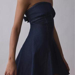 Vente flash, nouvelle robe d'été en denim tendance, sur mesure, pour femmes, mini robe sans manches, sexy, robe moulante pour femmes - Product Image 3