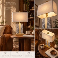 Lampe de table en marbre naturel haut de gamme, lampe de bureau décorative d'intérieur, couleur personnalisée pour villa, hôtel, hall, éclairage intérieur