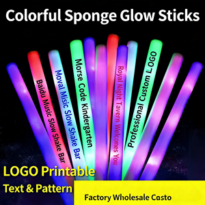 High Quality Custom <b>Led</b> <b>Light</b> Glow Foam <b>Stick</b> Flashing <b>Light</b>-Up Baton Concert Cheer Foam Glow <b>Stick</b> for Wedding Party - Product Image 1