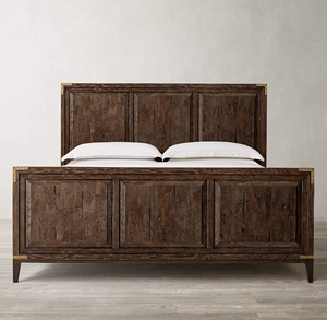 Cama Doble de Madera Maciza Estilo Rústico Americano con Detalles Metálicos Antiguos, Muebles Personalizables para Dormitorio, Villa u Hotel - Product Image 5