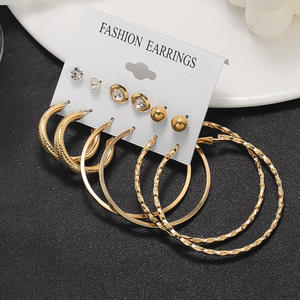 IStapromo regali orecchini in oro Set di orecchini in lega Extra Large orecchini da donna retrò moda gioielli Set regali promozionali - Product Image 6