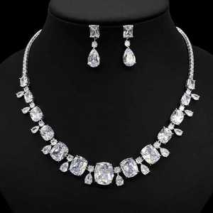 Хибрайд элегантные кубические циркониевые квадратные формы свадебные серьги <span class=keywords><strong>2</strong></span> шт. Ювелирные наборы для свадебных аксессуаров N-1053 - Product Image 4