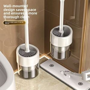 Ensemble brosse WC murale avec support, manche long coudé pour nettoyage des coins morts, adhésif sans perçage pour salle de bain - Product Image 4