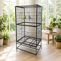 Grande cage à oiseaux en fer extra-large, style villa, à trois niveaux, avec protection anti-évasion, forme carrée, pour perroquets