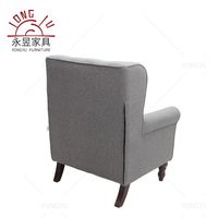 Fauteuil à dossier haut en tissu gris, écologique, durable, style vintage américain, avec coussin moelleux pour salon