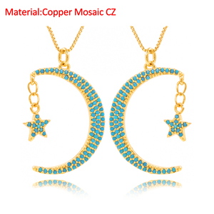 18K Vàng Mạ Cubic Zirconia Paved May Mắn Lưỡi Liềm Mặt Trăng Mặt Dây Chuyền Vòng Cổ Cho Phụ Nữ Celestial Tối Giản Đồ Trang Sức - Product Image 4