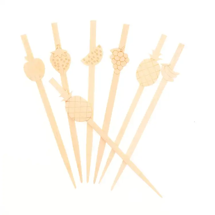 Kunden spezifische 100% natürliche dekorative Cocktail-Spieß Stick Bambus Dekoration Pick