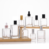 Botol Pijat Kepala Minyak Esensial Kaca Bening Persegi Panjang 30 ml 50 ml Botol Parfum Roll On Persegi