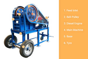 Concasseur à mâchoires PE200x300, 5ème mini-concasseur pour la pierre concassée, machine portable de concassage de roche de rivière - Product Image 3