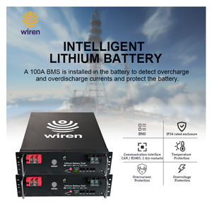 Batterie LiFePO4 Wiren W48150 48V 150Ah 7.2KWh à montage en rack, 6000 cycles, charge maximale 4800W, RS485 CAN LCD IP20, pour télécommunications intérieures et alimentation de secours - Product Image 5