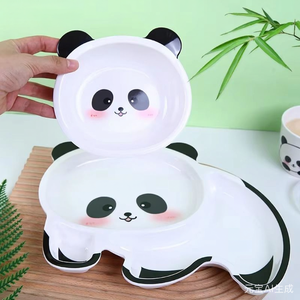 Vaisselle en mélamine pour enfants à motifs de dessins animés (Panda, Chat) pour l'international, comprenant bol à riz, assiette et tasse à eau pour bébé, style INS pour la maison, vente en gros - Product Image 5