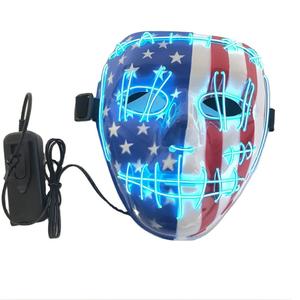 Indliontin hari 4 Juli LED Amerika Serikat bendera El kawat masker cahaya Masker mode untuk topeng Halloween pesta Festival - Product Image 1