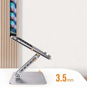 UGREEN Adjustable Aluminum Laptop <b>Stand</b> with 4-Port USB3.0 HUB Foldable Notebook Riser Cooling Laptop Support Holder - Product Image 3