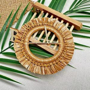 Customized <strong>Raffia</strong> Grass Covered <strong>Belt</strong> Buckle Adjustment Ring Metal Buckle for Woman <strong>Belt</strong> - Product Image 5