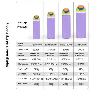 กระติกน้ำกีฬาพกพาสำหรับกิจกรรมกลางแจ้ง ความจุขนาดใหญ่ สแตนเลส 304 เก็บความร้อน 24 ชั่วโมง ดื่มได้โดยตรง ดีไซน์รูปผลไม้ - Product Image 4