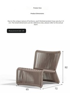 Ensemble trois pièces moderne et minimaliste en rotin pour extérieur, avec structure en alliage d'aluminium, canapés et fauteuils en corde tressée amovibles et remplaçables pour vérandas
