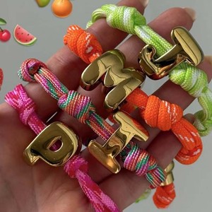 <strong>Initial</strong> <strong>Bracelet</strong> for unisex ,Custom <strong>Initial</strong> <strong>Bracelet</strong> <strong>with</strong> Colorful Alphabet Charm Adjustable Braided Rope <strong>bracelet</strong> jewelry Gift - Product Image 5