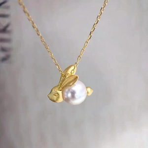 Colgante de Plata S925 para Collar de Mujer con Perlas DIY y Cuentas de 8-10mm y Soporte de Jade Vacío con Forma de Conejo 30731 - Product Image 1