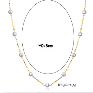 Collier de perles pour femmes, plaqué or 18 carats, acier inoxydable, collier ras du cou en perles, petit collier de perles artificielles et bracelet assorti - Product Image 3