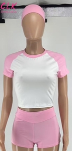 All'<span class=keywords><strong>ingrosso</strong></span> alla moda estate Fitness solido tuta da <span class=keywords><strong>donna</strong></span> set <span class=keywords><strong>di</strong></span> due pezzi con fascia - Product Image 5