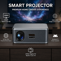 Projecteur intelligent natif 1080P 1000 ANSI avec mise au point automatique, correction automatique de la distorsion trapézoïdale, Android 11, WiFi 6, 4K et haut-parleurs – Fournisseur de projecteurs
