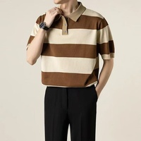 Kaos Pria Lengan Pendek Gaya Vintage Oversize dengan Logo Kustom dan Bordir Garis