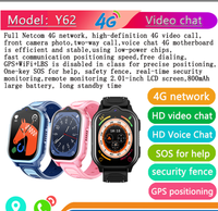 Montre connectée pour enfants Y62, bouton SOS, GPS, WIFI, positionnement, étanche IP67, écran 2,01 pouces, appel vidéo 4G, fonction boussole - pour garçons et filles