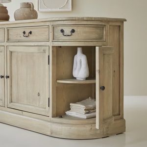 Credenza in Stile Europeo Personalizzata, Design Shaker con Ripiano Aperto, Colore Quercia, Mobile d'Ingresso in Legno Massello, Supporto TV - Product Image 6